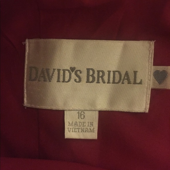 David’s bridal Red satin bridesmaid dress. Sz 16 - Picture 4 of 5